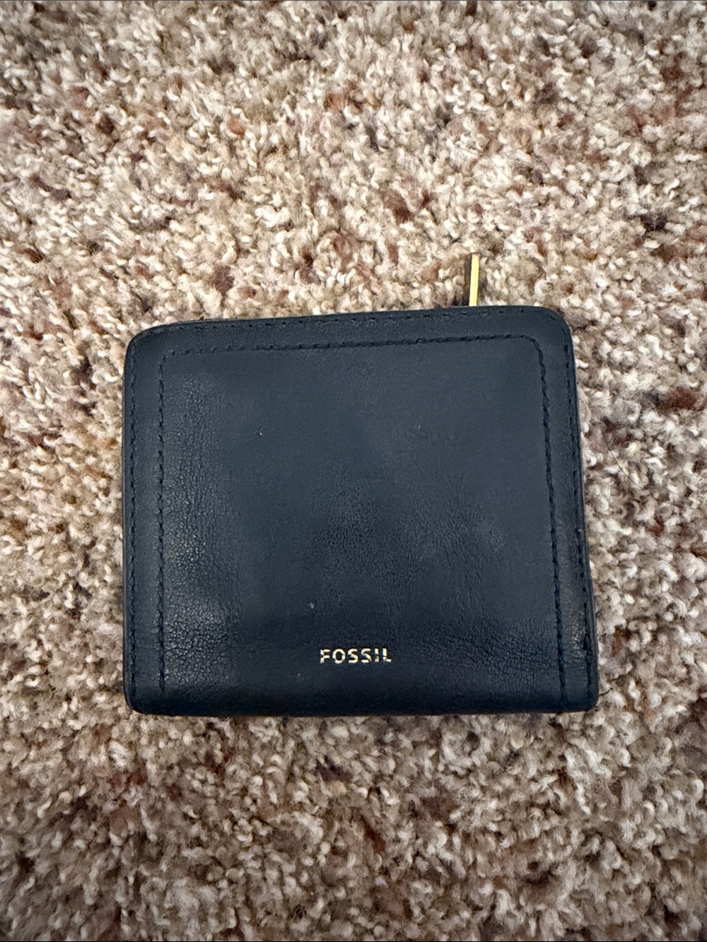 Fossil Black Leather Small Zip Wallet